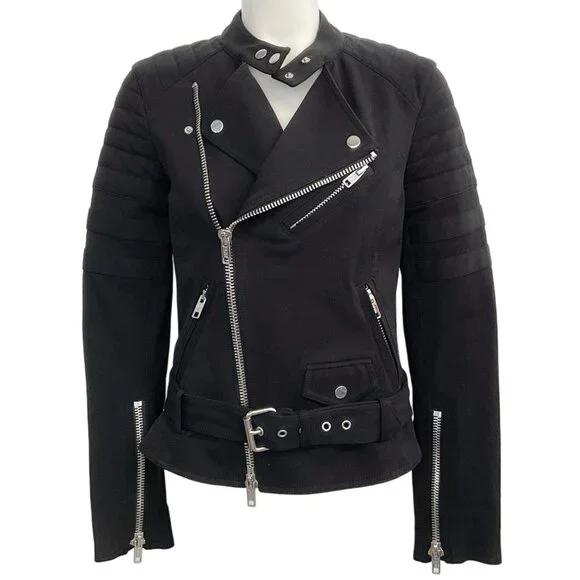 3.1 Phillip Lim Black Cotton Sculpted Moto Jacket - Picture 1 of 4